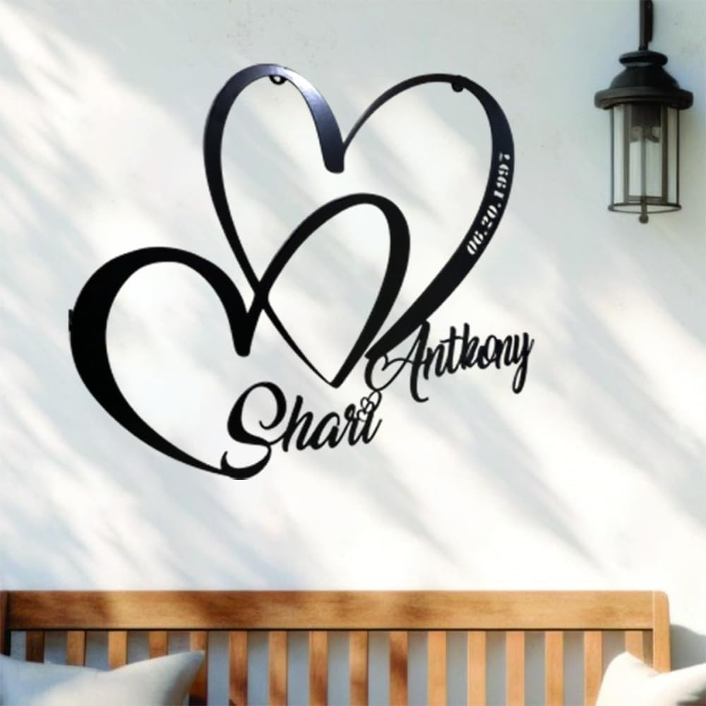 NAZENTI Personalized Metal Sign Heart Gift For Couple, Wedding Gift, Family Name Sign, Outdoor Name, Anniversary, Home Decor, Front Door