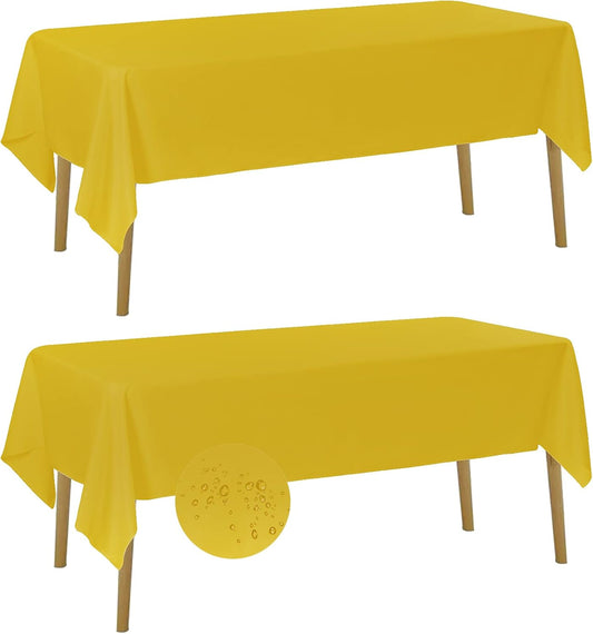 Fokitut 2 Pack Waterproof Rectangle Tablecloth, 60x120 Inch,Stain Resistant and Wrinkle Polyester Table Cloth, Fabric Table Cover for Kitchen Dining, Wedding, Party, Holiday Dinner-Yellow