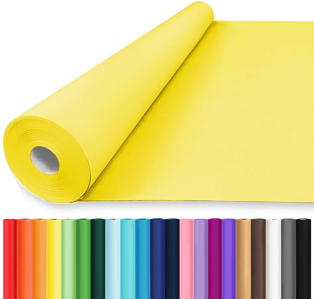 Vanhench 36" x 2400" (200') Yellow Wrapping Paper for Birthday, Solid Color Art Kraft Craft Paper for Gift Wrapping, Birthday, Bouquet Flower Crafts Packing Poster Bulletin Board