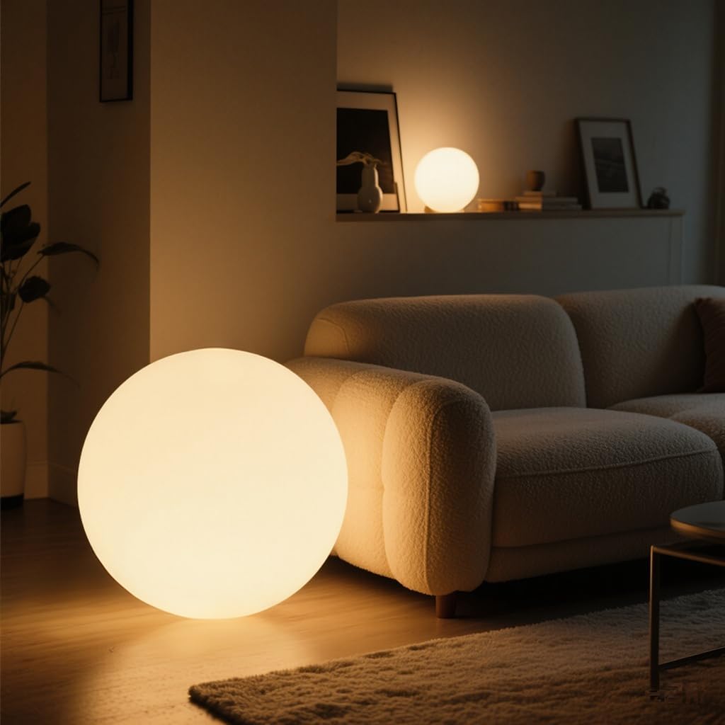 16 Inch Ultra-Fun LED Ball Light, Rechargeable Globe Floor Lamp w/Remote, 16 RGB Color Changing LED Glowing Orb Light, Waterproof Outdoor Ambiance Lighting, Pool Party Garden Patio Decor