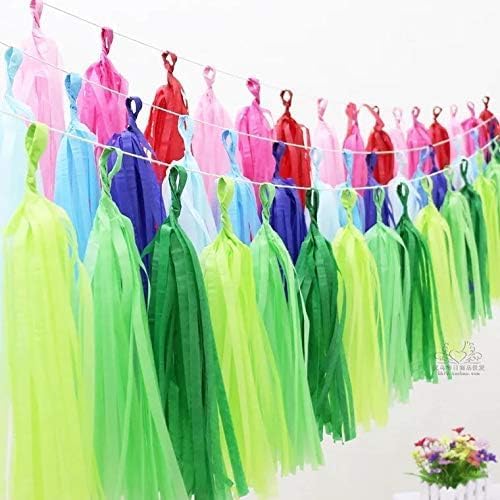 Green Party Decorations,Green Dark Green and Light Green Paper Tissue Tassel Garland Banner,15 Pcs