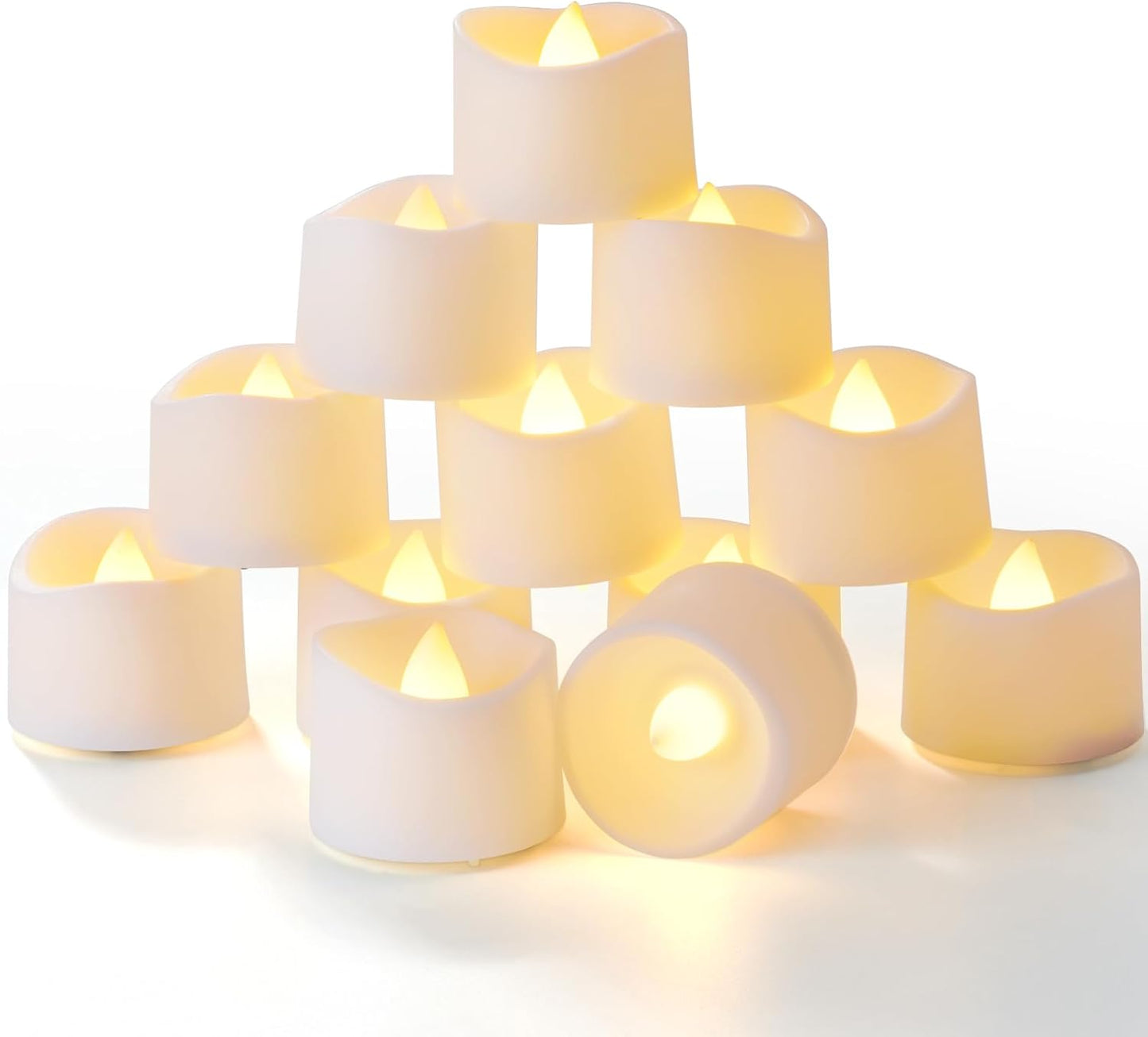 Homemory Timer Tea Lights Candles Battery Operated, 6H Timer Built-in, Auto On Daily, Flameless LED Tealight Votives for Table Centerpieces, Lantern, Holiday Decor, Warm Lamp, No Remote, 24-Pack