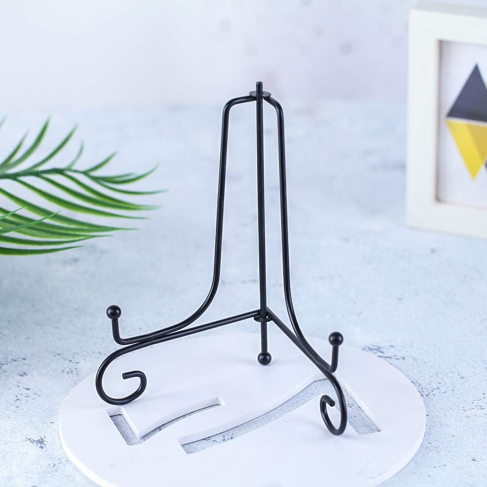 (2 pack)Iron Display Stand, Black Iron Easel Plate Display Photo Holder Stand, Displays Picture Frames, Cookbooks, Decorative Plates, Tablets and Art 6 Inch