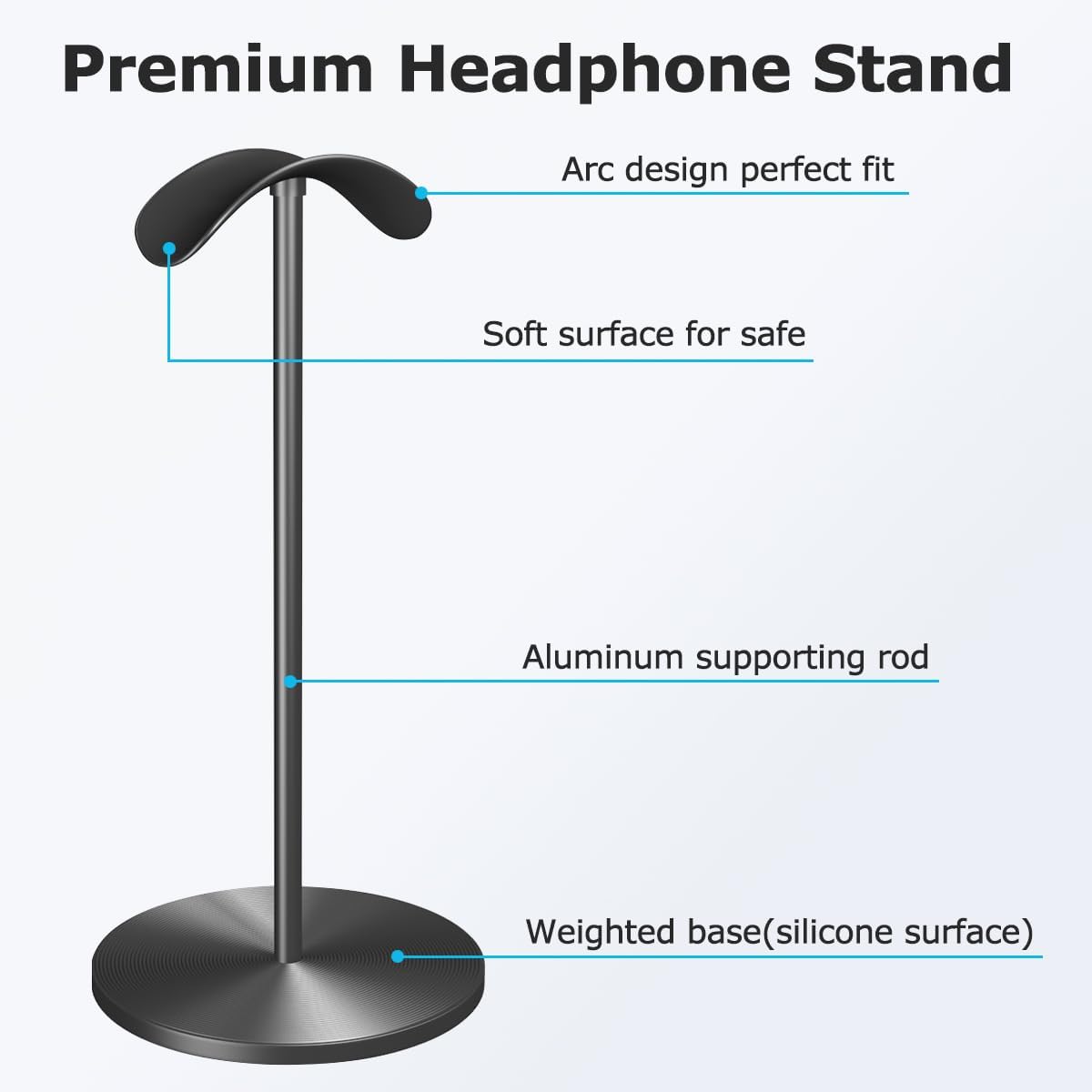 Headphone for Desk Hanger Holder Organizer Keeper Racks Storage Mount Gaming Headset Stand Premium Functional Craftmanship Headset Stand (Metal)