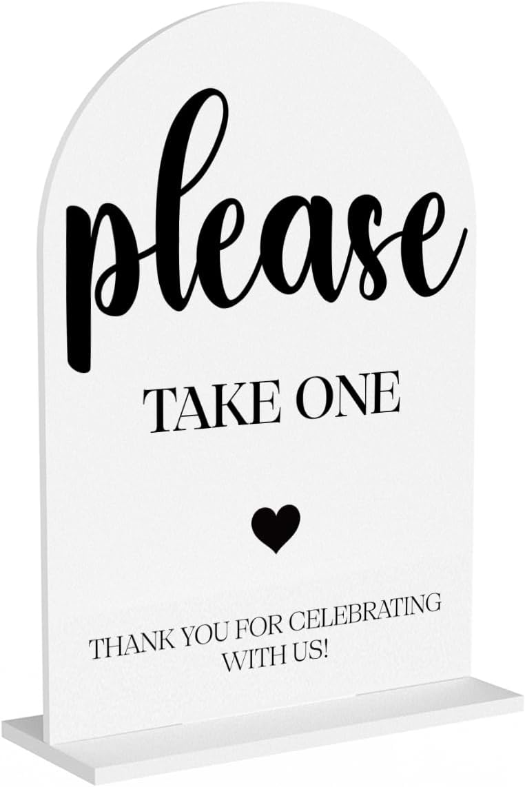 Please Take One Sign, Wedding Engagement Bridal Shower Baby Shower Decor for Reception Reception, Weddings White Acrylic Sign