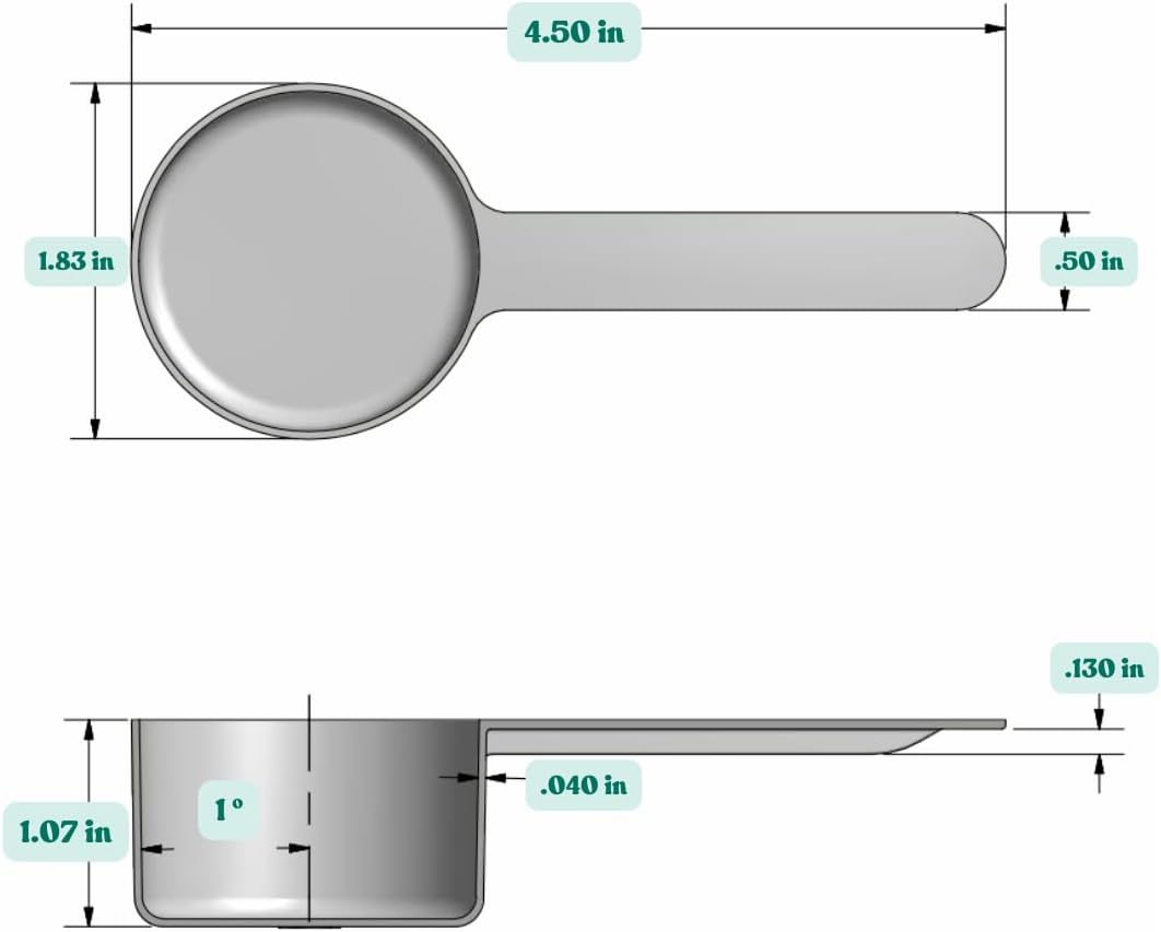 39 mL (8 Teaspoon | 1.32 Oz. | 2.63 Tablespoon) Long Handle Scoop for Measuring Coffee, Pet Food, Grains, Protein, Spices and Other Dry Goods (Pack of 100)