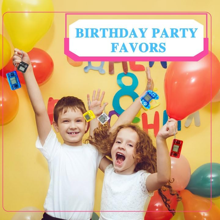 36 Pack Video Game Keychain Mini Square Handheld Video Game Key Chain for Kids Birthday Video Game Party Favors