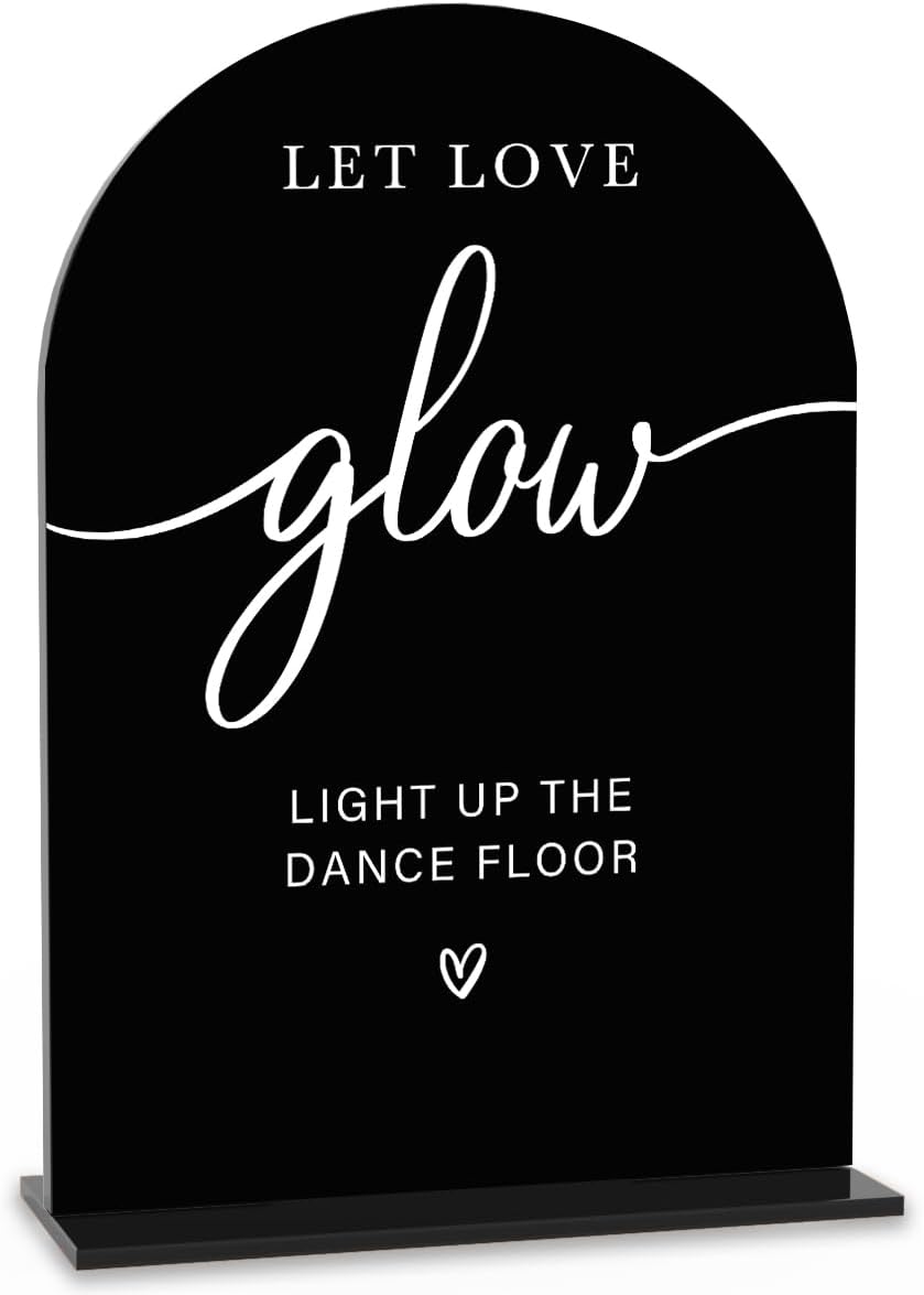 Acrylic Wedding Sign Let Love Glow Sign for Wedding Wedding Signs for Ceremony Modern Calligraphy Arch Acrylic Table Top Sign for Wedding Reception and Event Party Table(black）
