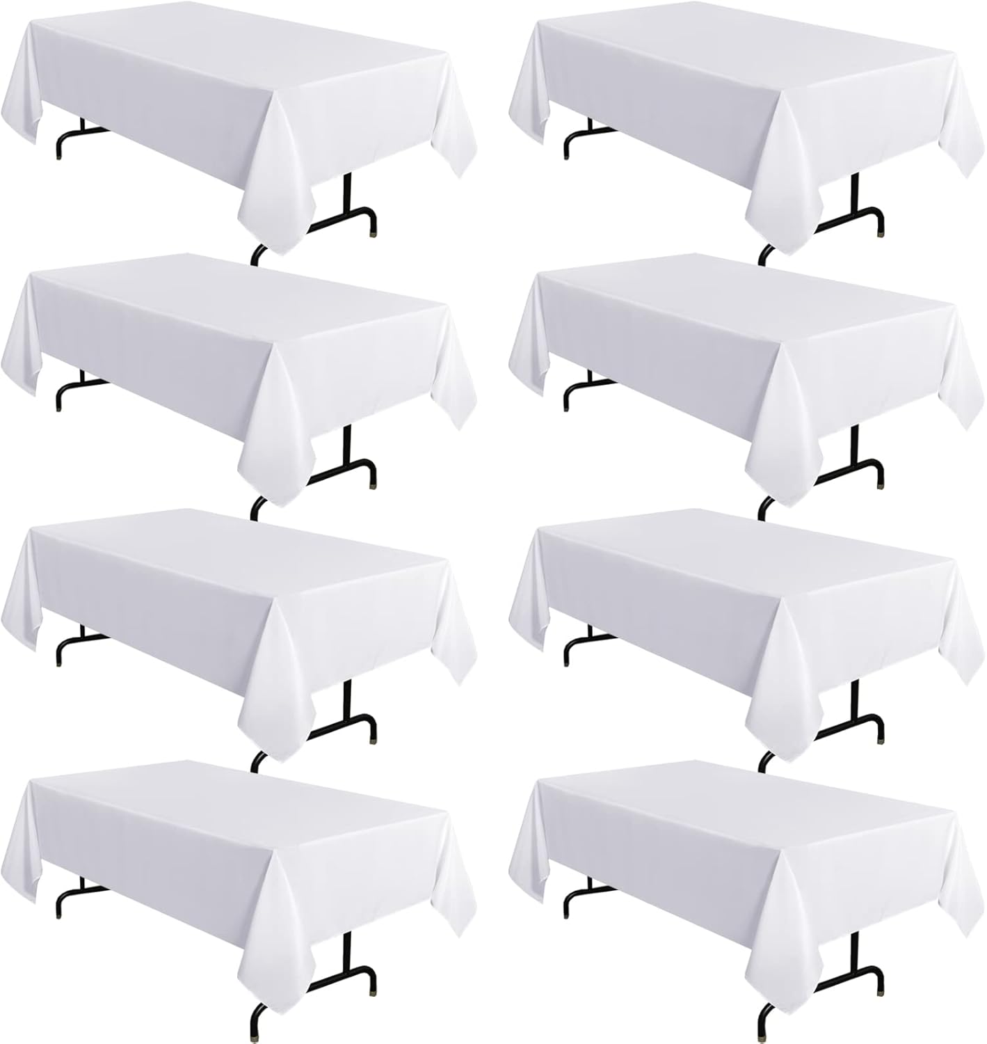 sancua 8 Pack White Tablecloth 60 x 120 Inch, Rectangle Table Cloth for 8 Feet Tables - Stain and Wrinkle Resistant Washable Polyester Table Cover for Dining Tables, Buffet Parties and Camping