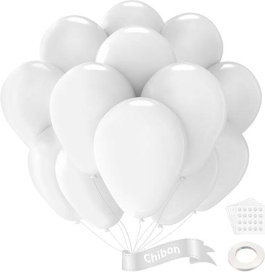 White Latex Balloons, 100pcs 12inches Round Helium Balloons or White Themed Wedding Graduation Birthday Party Backdrop 4th of July Decorations Independence Day