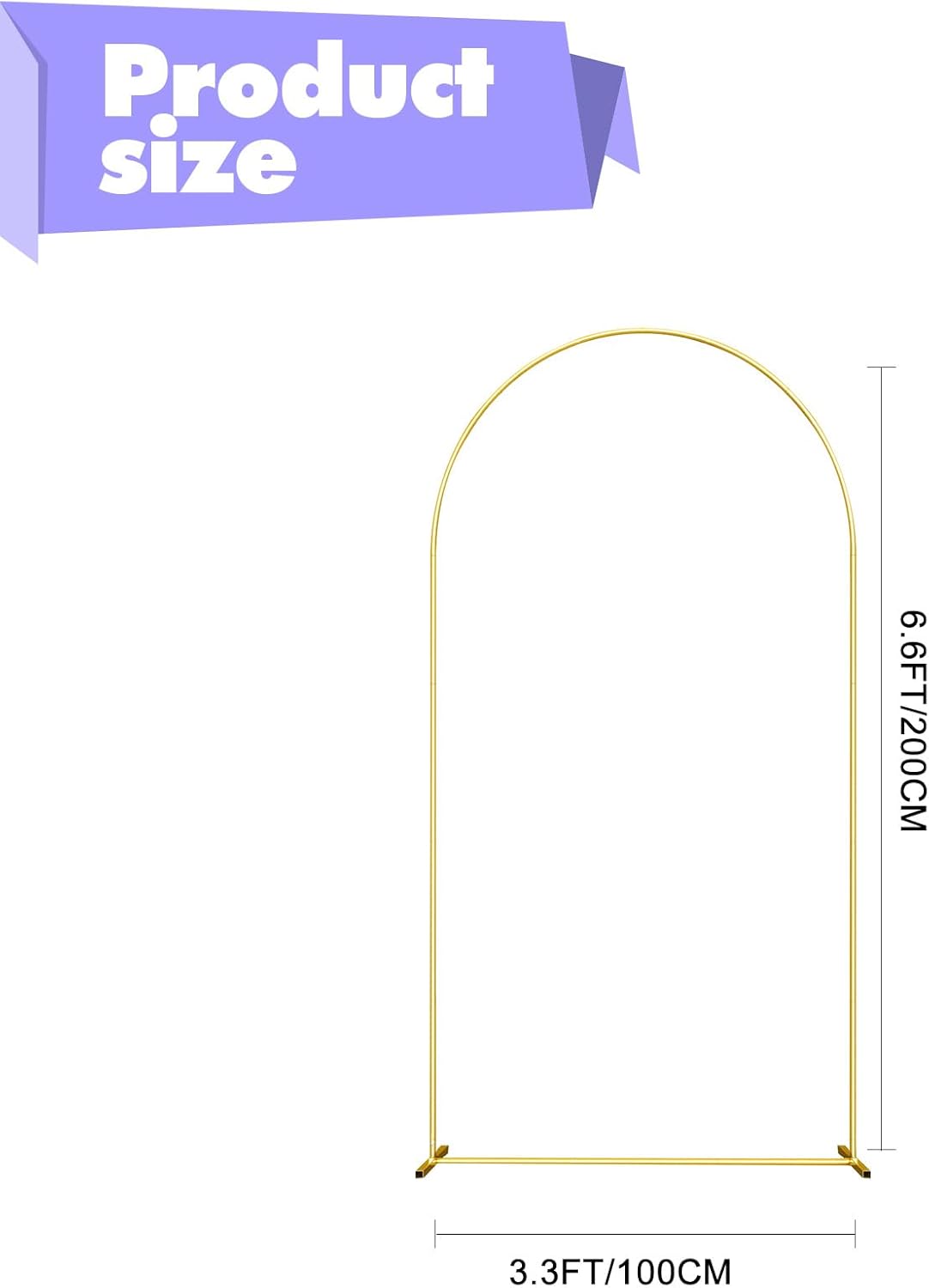 Wedding Arch Backdrop Stand 6.6FT Gold Wedding Balloon Arched Backdrop Stand Square Arch Frame for Birthday Party Bridal Baby Shower Ceremony Decoration