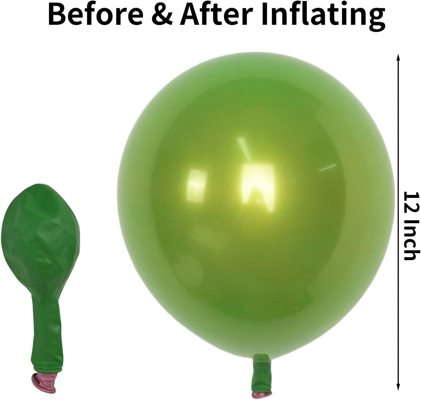 Chrome Green Balloons 12 Inch, Double Stuffed Metallic Light Green Balloons, Shiny Thick Chrome Metallic Balloon Latex Helium Balloon for Birthday Wedding Party Decoration Supplies