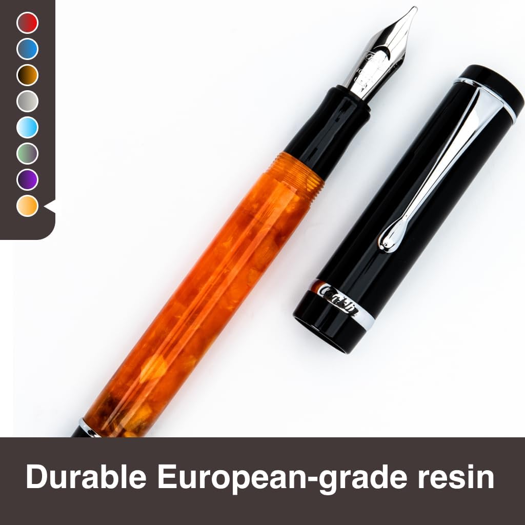 Conklin Duragraph Fountain Pen Orange Nights - Extra Fine Nib, Precision Writing Instrument with Vibrant Finish