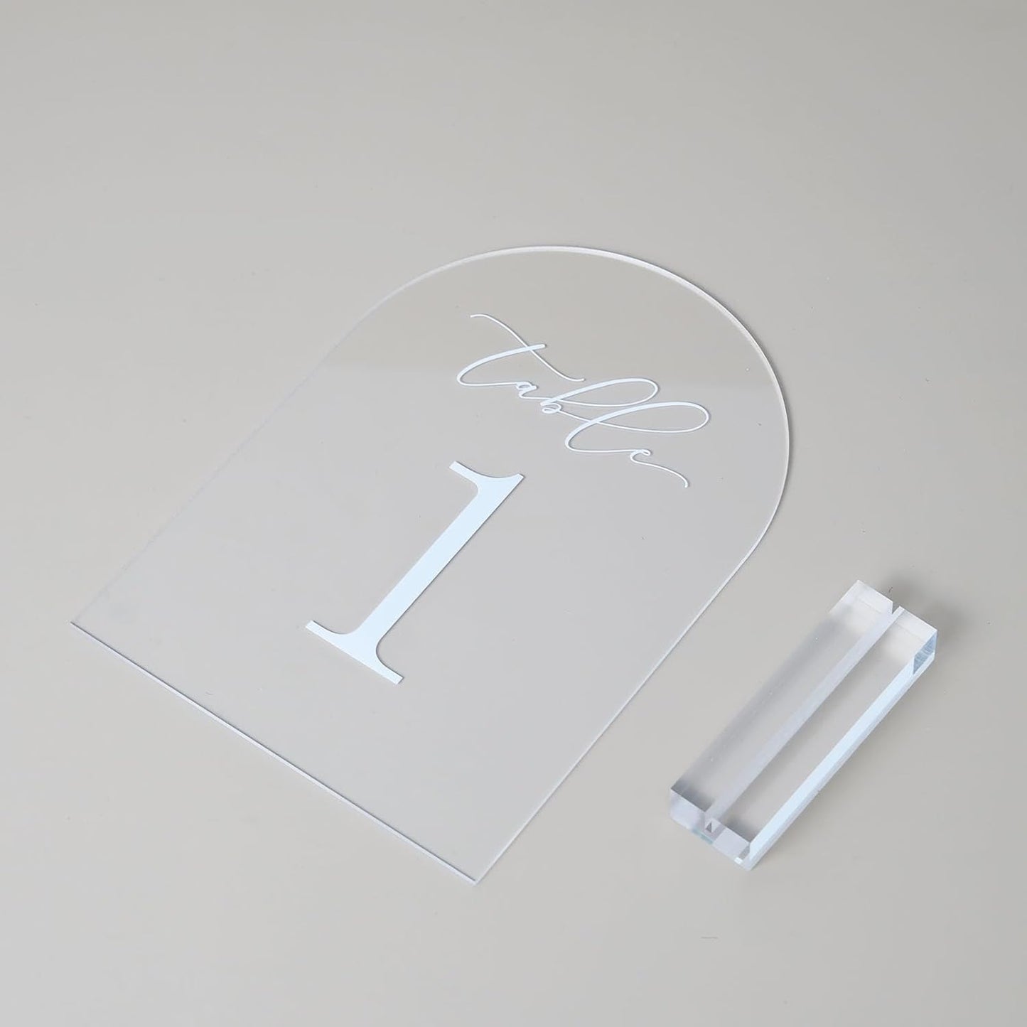 JINMURY Clear Arch Table Numbers for Wedding, 5x7 Inch Arched Acrylic Table Numbers 1-25 with Stands, Clear Acrylic Arch Sign with Holder for Centerpiece, Reception, Wedding, Party, Event
