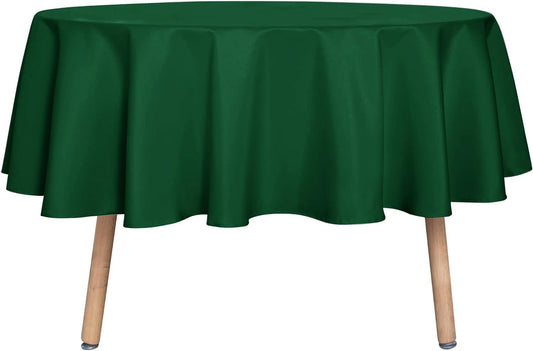sancua Round Tablecloth - 48 Inch - Water Resistant Spill Proof Washable Polyester Table Cloth Decorative Fabric Table Cover for Dining Tables, Buffet Parties and Camping, Hunter Green