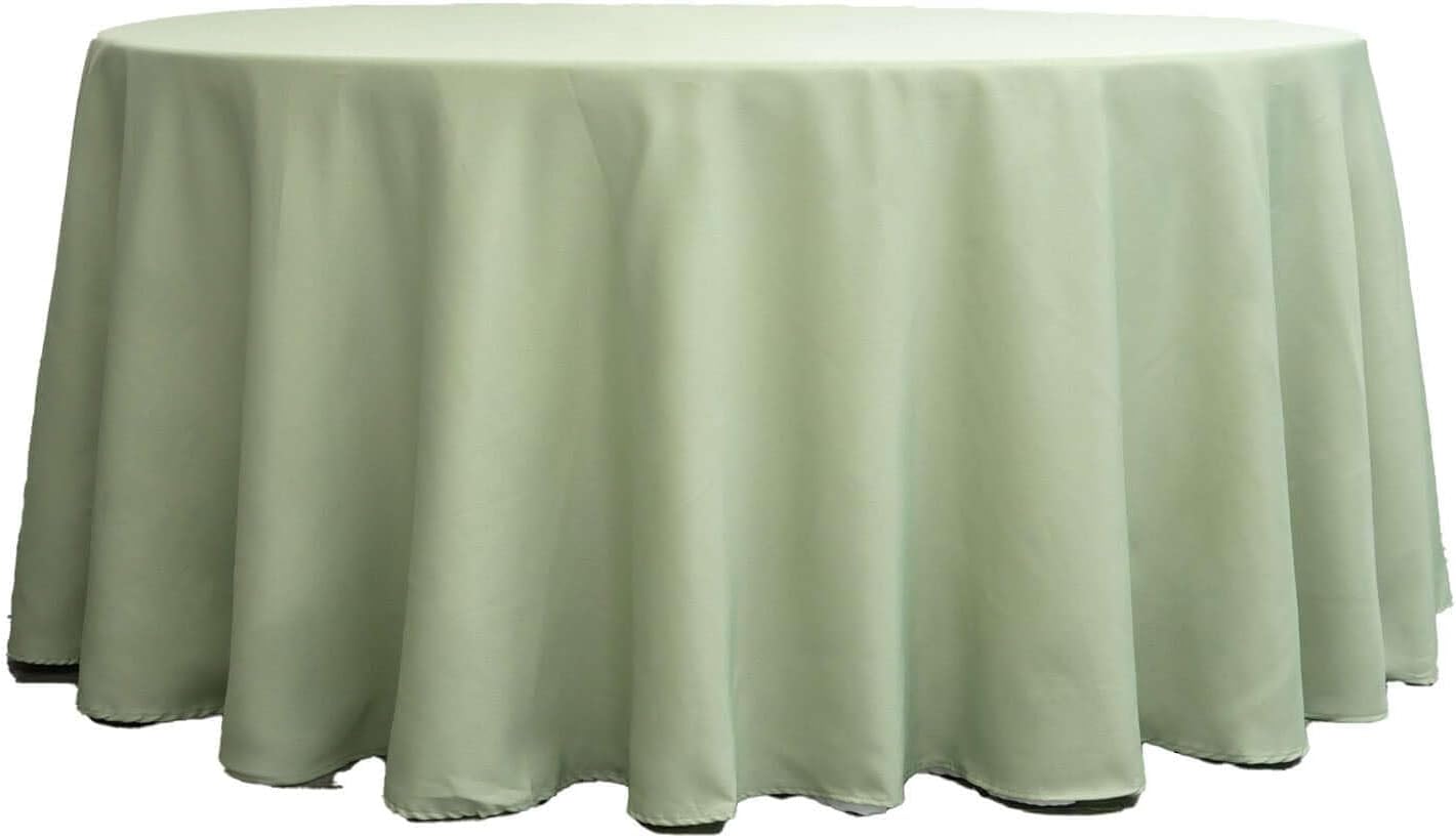 Efavormart Round Tablecloth, 120 Inch Stain & Wrinkle Resistant Washable Table Cloth, Decorative Polyester Fabric Table Cover for Banquet, Wedding, Dining - Sage Green