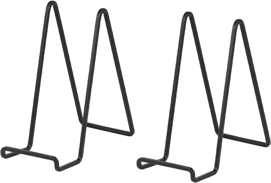 Large Plate Holder Display Stand - 12 inch Super Tall Big Plate Stands for Heavy Duty Display - Metal Picture Frame Stand - Tabletop Easel Stand for Decorative Platter | Plaque | Book - 2 Pack - Black