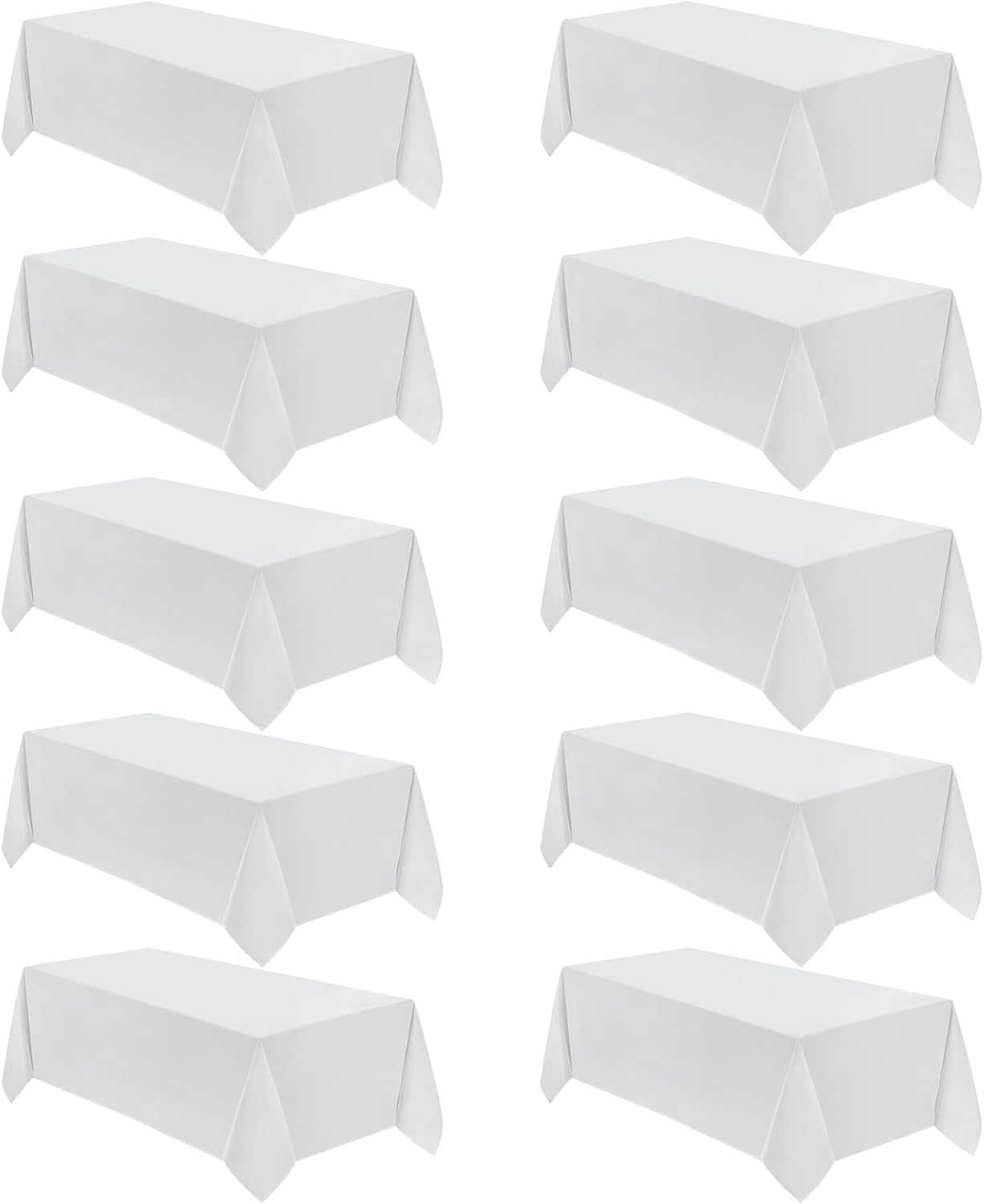 VidaFete Table Cloth 10 Pack 90 * 156inch Rectangle Tablecloth Polyester, Stain Wrinkle Resistant Polyester Dining Table Cover for Kitchen Dinning Party Wedding Rectangular Tabletop Decoration(White)