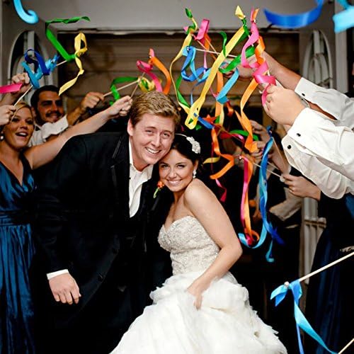 30pcs Ribbon Stick Wands Party Streamers Wedding Party Activities (Peach)
