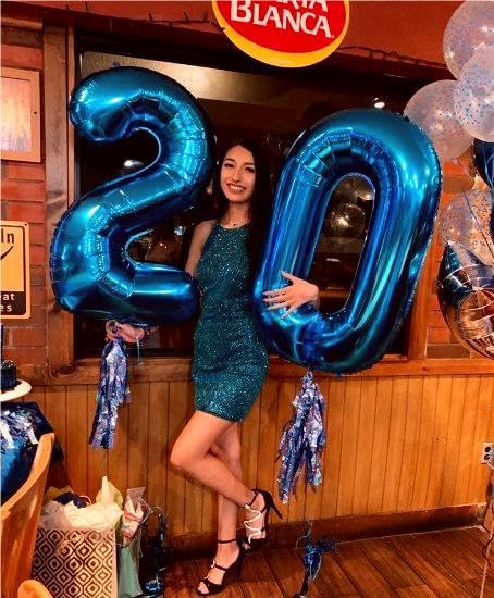 Blue Jumbo Number 90 Balloon 40 Inch, Men Women 90 Birthday Supplies, Foil Helium 90 Birthday Giant Balloon, Mylar Blue Number Balloons Anniversary Decorations