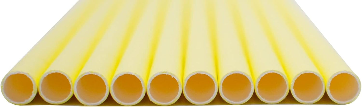 Pack of 300 Pastel Yellow Biodegradable 4-Ply Paper Drinking Straws (Compostable, Non-toxic, BPA-free)