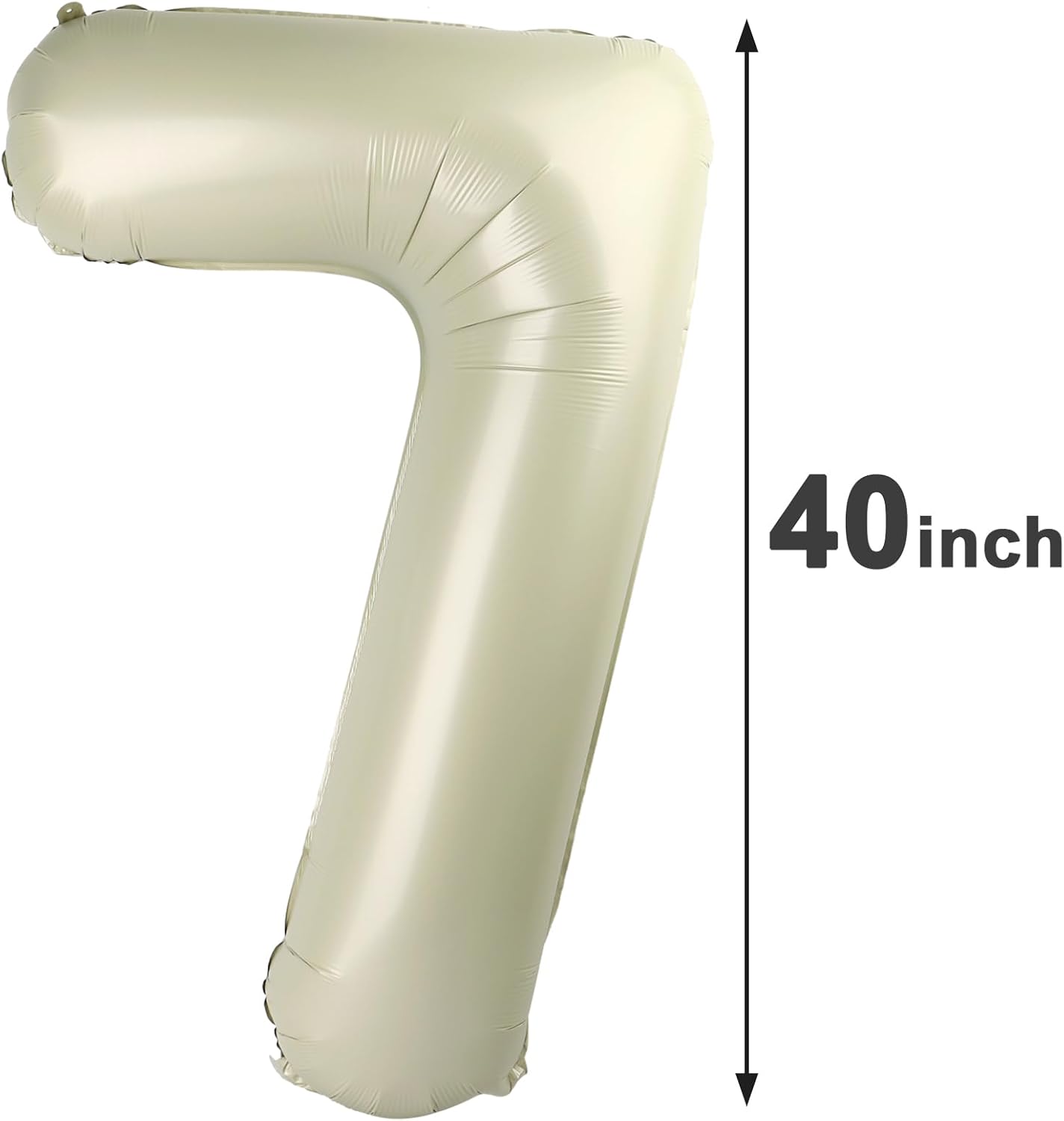 Cream White Number 7 Birthday Balloon 40 Inch, Digital Balloons for 7 17 27 70 77 Party Celebration Decorations Supplies, Mylar Foil Numbers Balloon for Seven Wedding Anniversary