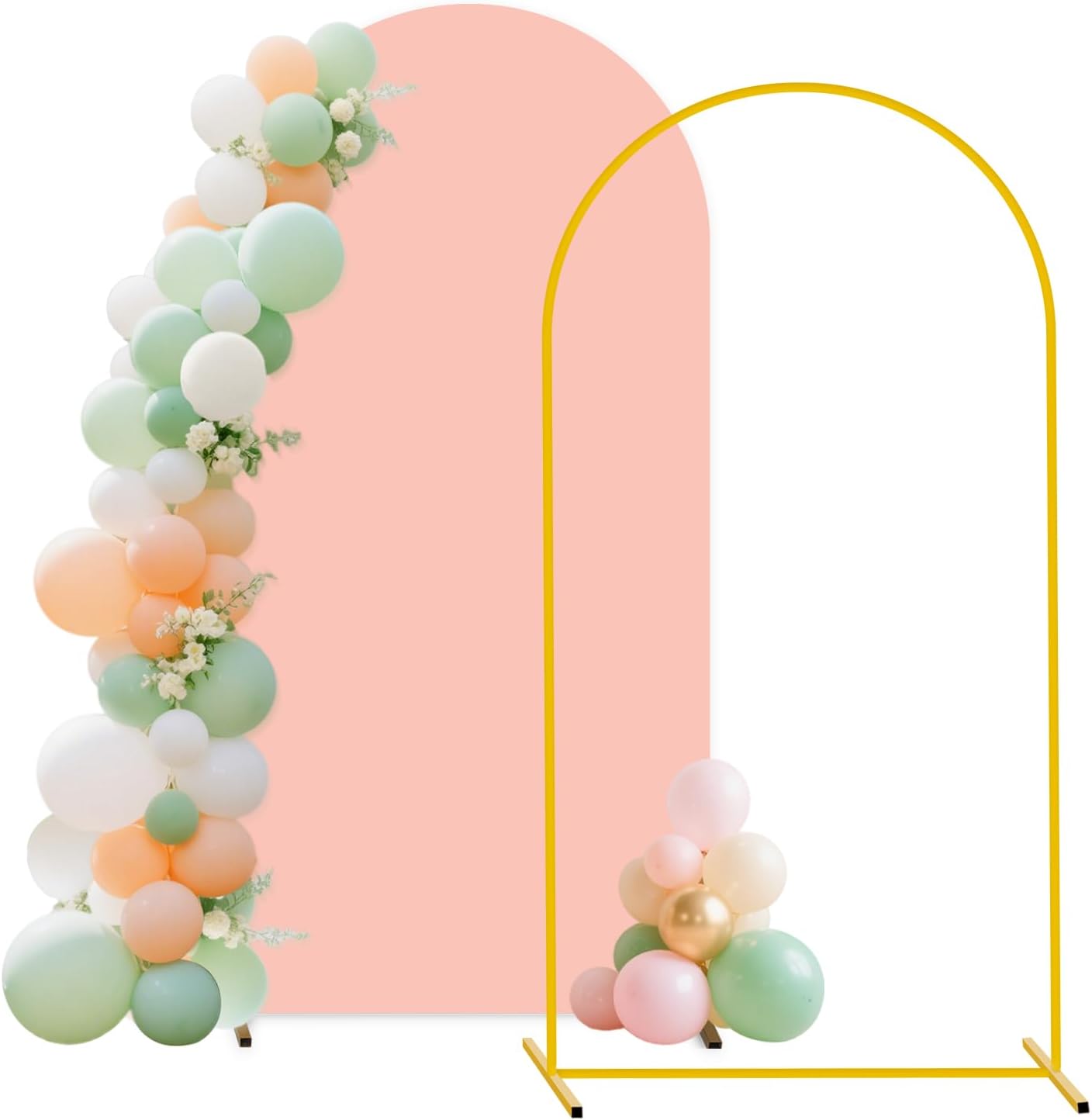 FUHSY 7.2 FT Metal Arch Backdrop Stand and Arch Cover Set Wedding Backdrop Arches Stands with Dusty Rose Spandex Arched Stand Cover for Party Birthday Ceremony Graduation Banquet Decorations