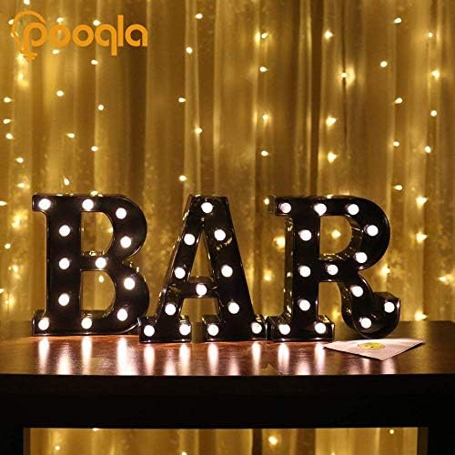 Decorative LED Illuminated Letter Marquee Sign - Alphabet Marquee Letters with Lights For Wedding Birthday Party Christmas Night Light Lamp Home Bar Decoration F, Black