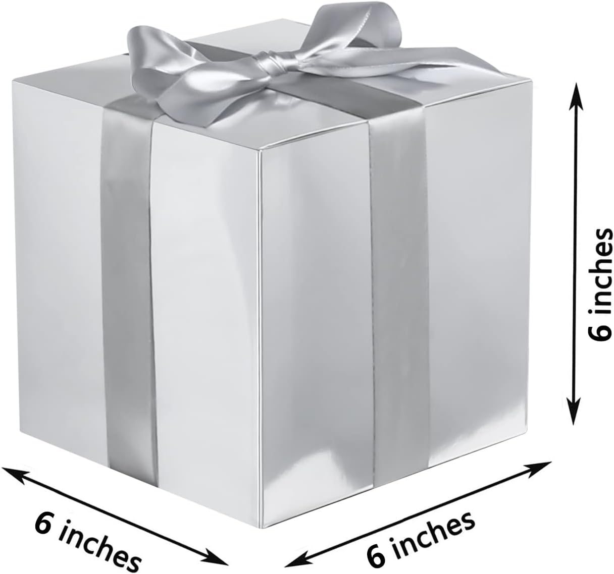 COTOPHER Small Gift Boxes 25 Pack 6x6x6 inches Silver Gift Boxes with Lids for Gifts, Crafting, Wedding Party Favor, Cupcake Boxes, Candy, Bridesmaids Proposal Box with Ribbons and Stickers