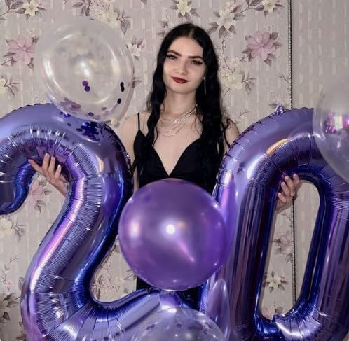 Purple 40 Inch 0 Number Balloons, 0 Decorations for 10 20 30 40 50 60 70 80 90 100Birthday, Foil Giant Birthday Graduations Anniversary Party Balloons