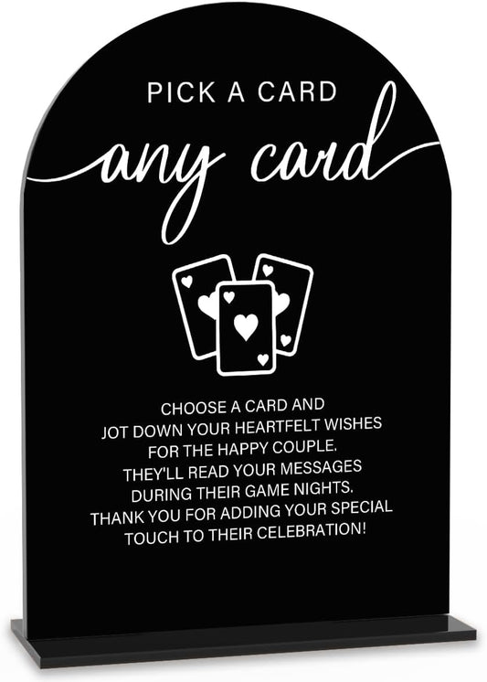 Acrylic Wedding Sign Pick A Card Sign for Wedding Wedding Signs for Ceremony Modern Calligraphy Arch Acrylic Table Top Sign for Wedding Reception and Event Party Table(black）
