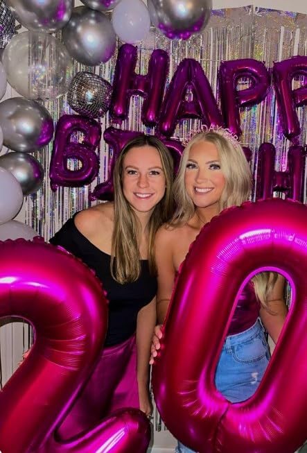 Hot Pink 40 Inch 30 Number Balloons, 30 Decorations for 30 Birthday, Foil Giant Birthday Graduations Anniversary Party Balloons