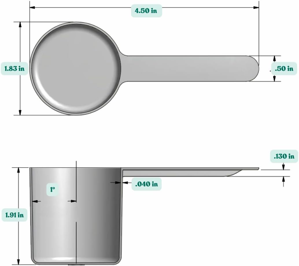 70 mL (2.37 Oz. | 4.73 Tablespoon) Long Handle Scoop for Measuring Coffee, Pet Food, Grains, Protein, Spices and Other Dry Goods (Pack of 100)