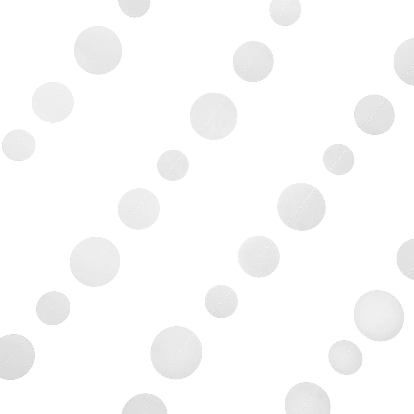White Paper Garland Circle Dot Party Banner Wall Streamers Backdrop Ceiling Hanging Decorations, 20 Feet in Total