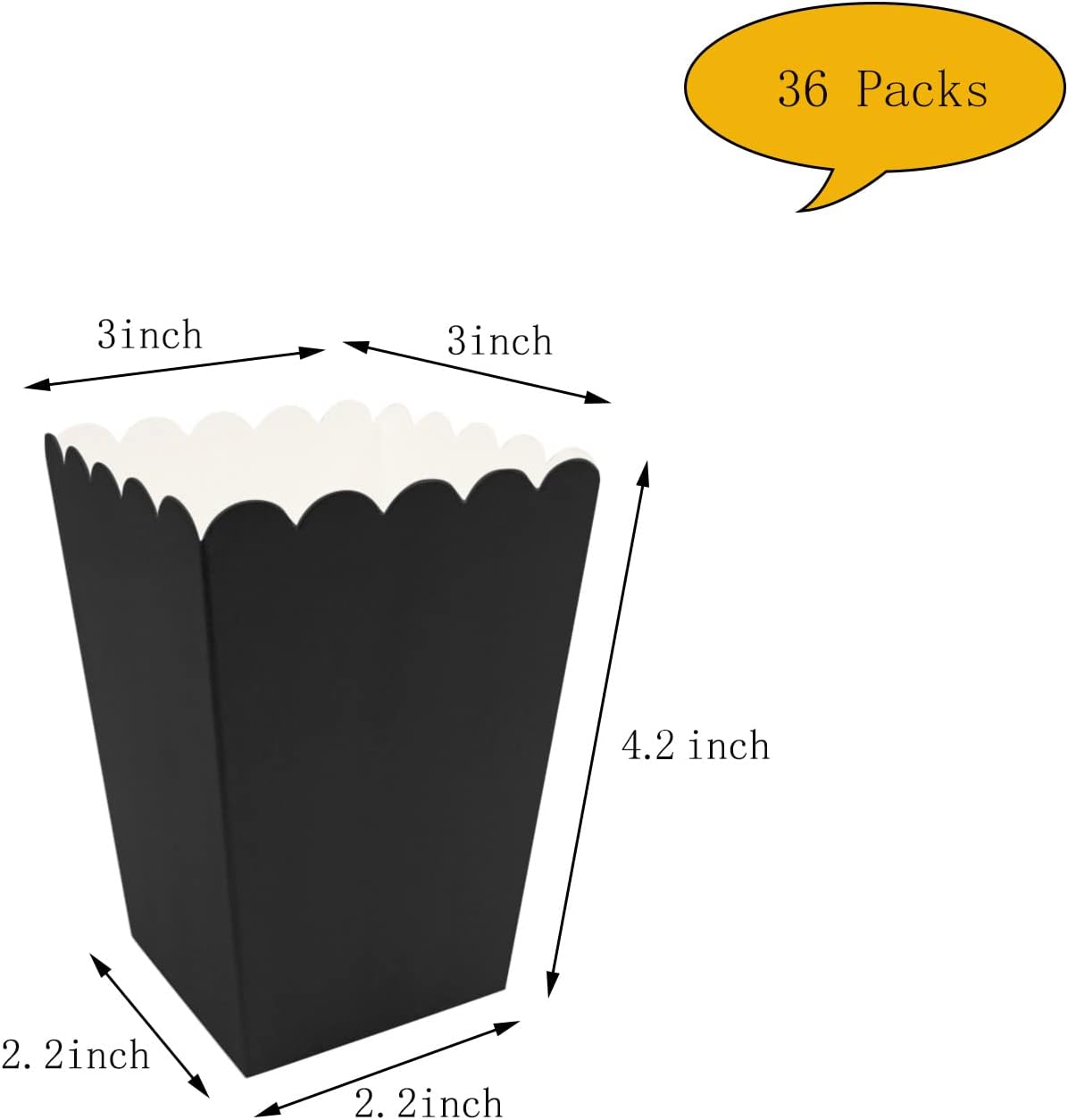 36 Pcs Popcorn Boxes Mini Paper Popcorn Box Cardboard Popcorn Container for Party, Black