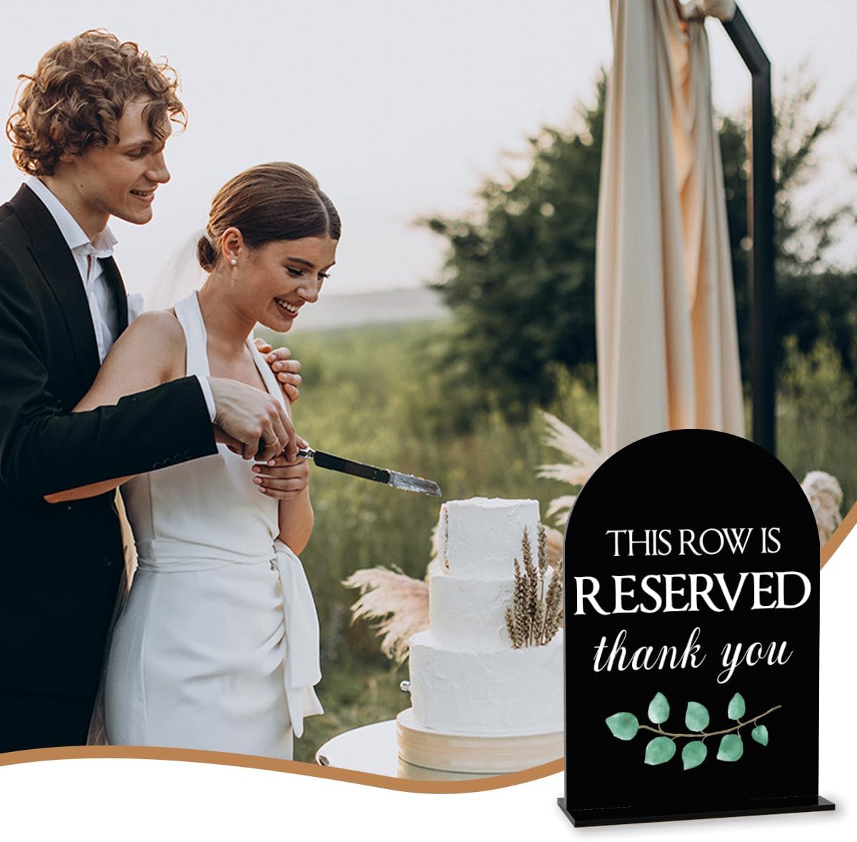 Black This Row is Reserved Sign, Reserved Seating Signs for Wedding, Engagement Bridal Shower Baby Shower Decor for Reception Reception, Weddings Acrylic Sign
