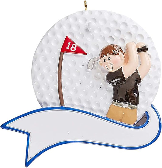 Personalized Golf Ornament 2025 - Hitting Boy Golfer Gifts for Men Unique Golf Decor Ornaments for Christmas Tree Gifts Cart Decorations Christmas Ornaments by Elves