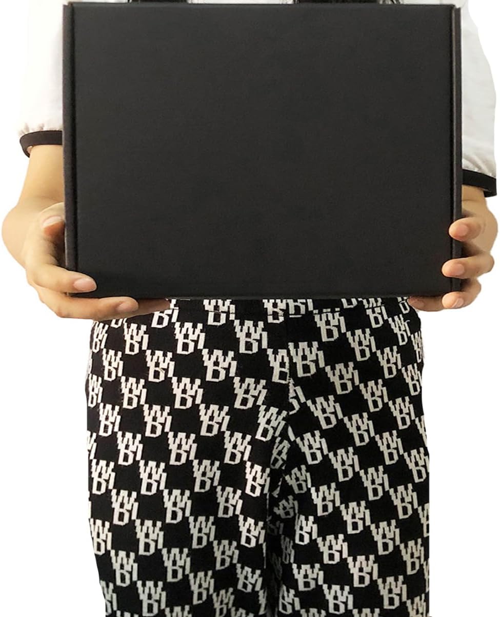 24 Pack 13x10x2 Inches Black Shipping Boxes，3 Layers Corrugated Cardboard Box, Mailer Boxes for Packaging Mailing Gifts Digest Book Giving ProductsWrap Boxes with Lids (13''x10''x2'')