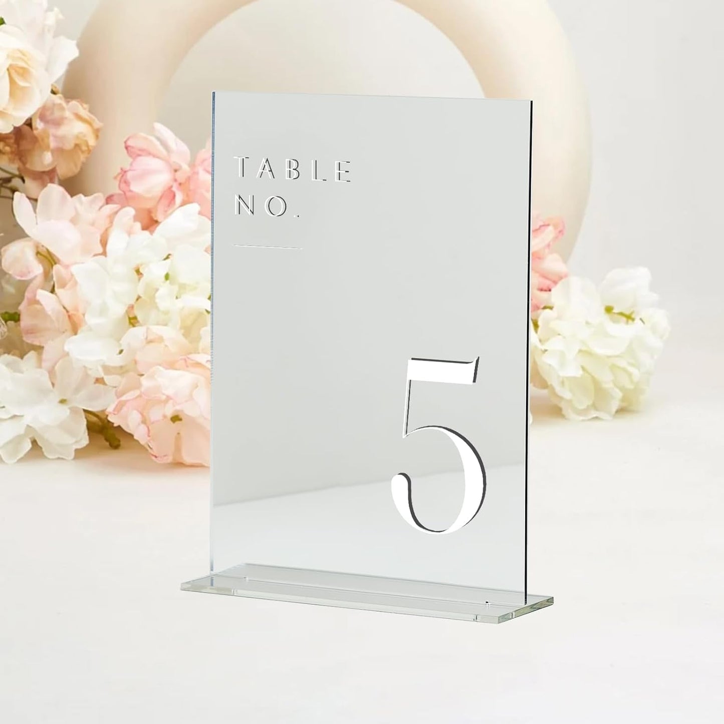 JINMURY Sliver Wedding Table Numbers 1-15 with Stands, 5"x7" Sliver Mirror Acrylic Table Numbers for Wedding Reception (Sliver Mirror White Font, Number 1-15, 5"x7")