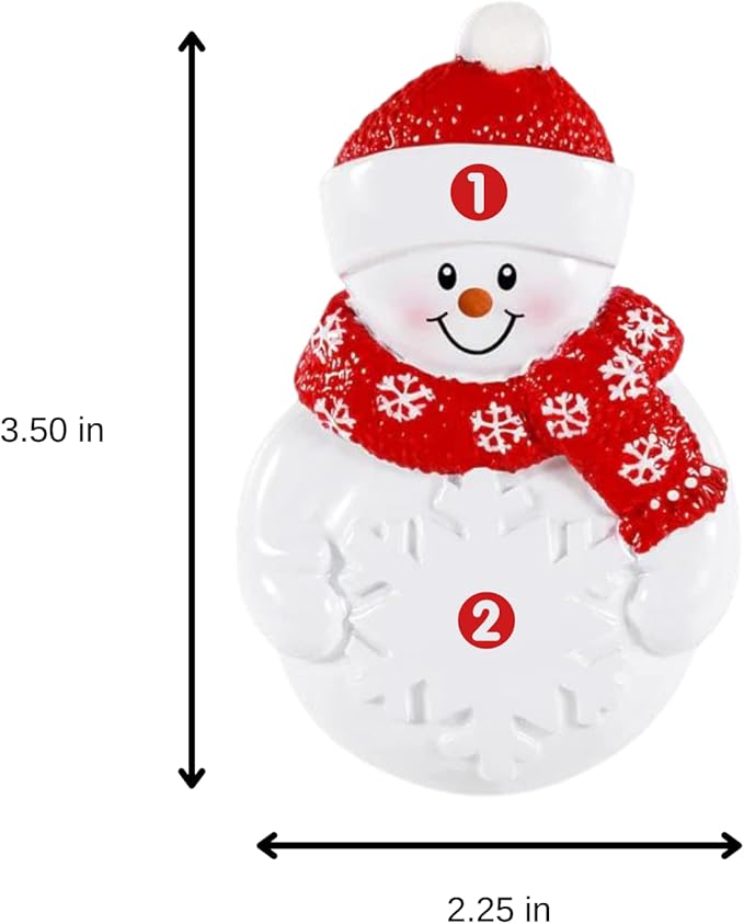 2025 Snowman Kids Personalized Christmas Ornament – Custom Resin Ornament with Child’s Name – Cute Holiday Keepsake for Boys & Girls – Xmas Tree Decoration Gift for Children (Snowman with Snowflake)