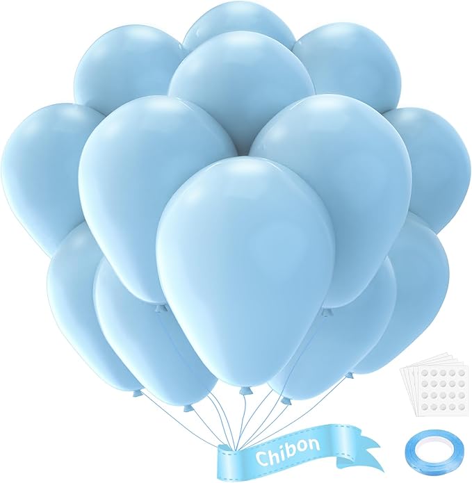 Llight Blue Latex Balloons, 100pcs 12inches Round Helium Light Blue Balloons for Birthday Baby Shower Wedding Birthday Party Decorations