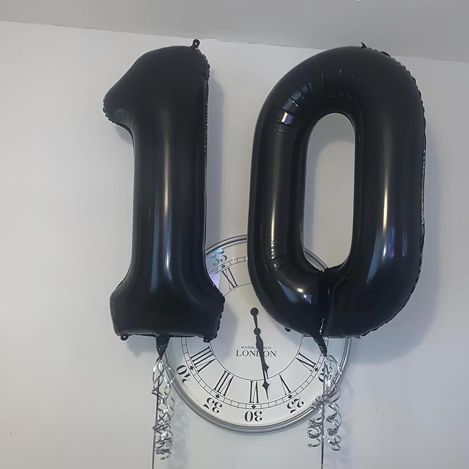 Black 2 Balloon Number,40 Inch Number 2 Balloon Large Black 2 Foil Mylar Helium Balloon for Birthday Party Decorations