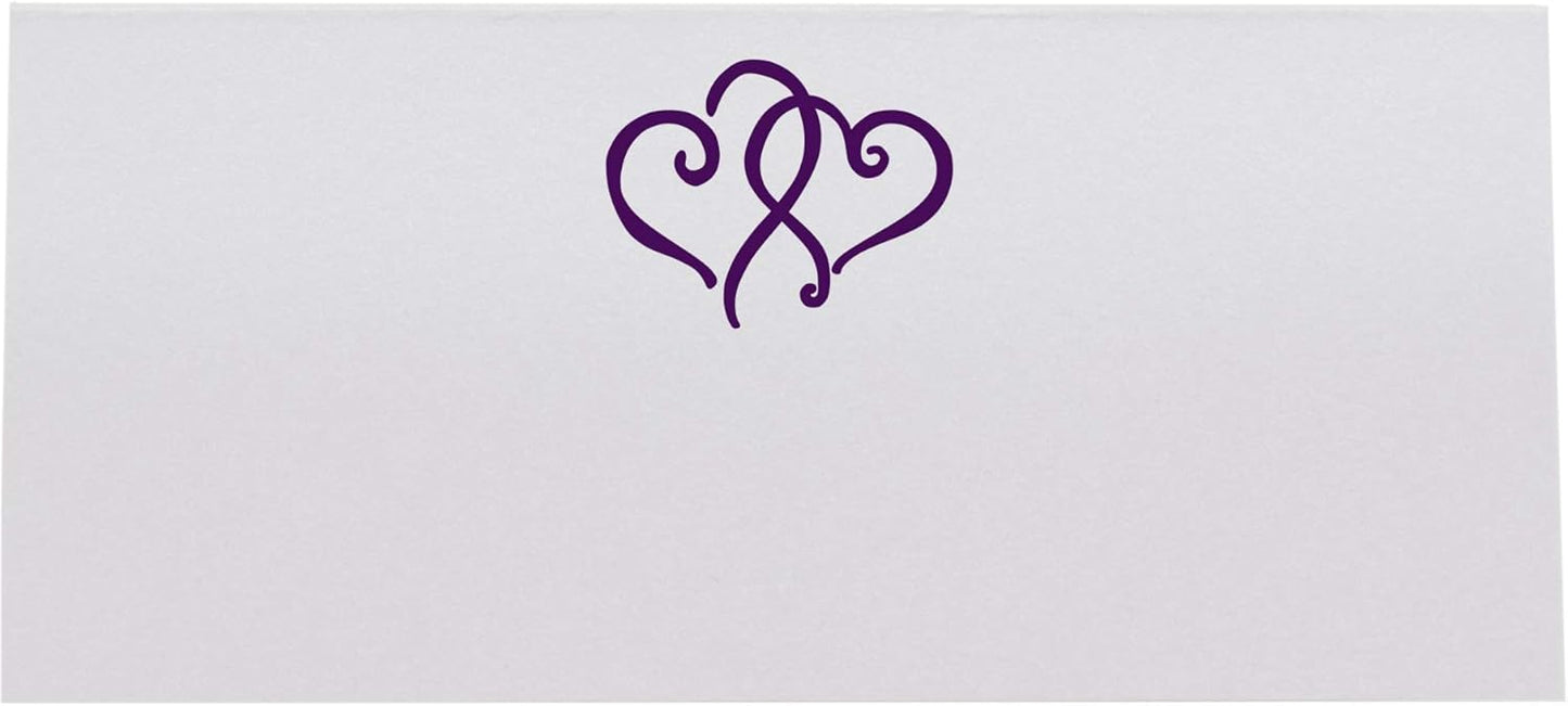 Linked Hearts Printable Place Cards, Eggplant (Choose Color), Set of 150 (25 Sheets), Laser & Inkjet Printers - Wedding, Party, Dinner, and Special Events - Made in the USA