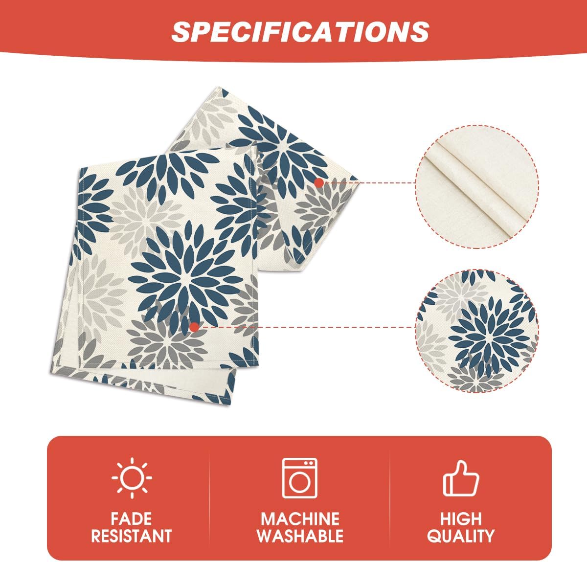 Artoid Mode Dahlia Aqua Floral Pinnata Flower Winter Table Runner, Seasonal Summer Holiday Kitchen Dining Table Decoration for Home Party Decor 13x90 Inch