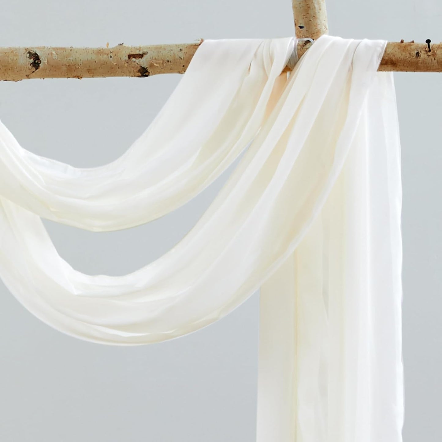 Wedding Arch Draping Fabric,1 Panel 18FT Beige Arch Drapes Chiffon Fabric Drapery Decorations for Ceremony Reception Party Ceiling Backdrop