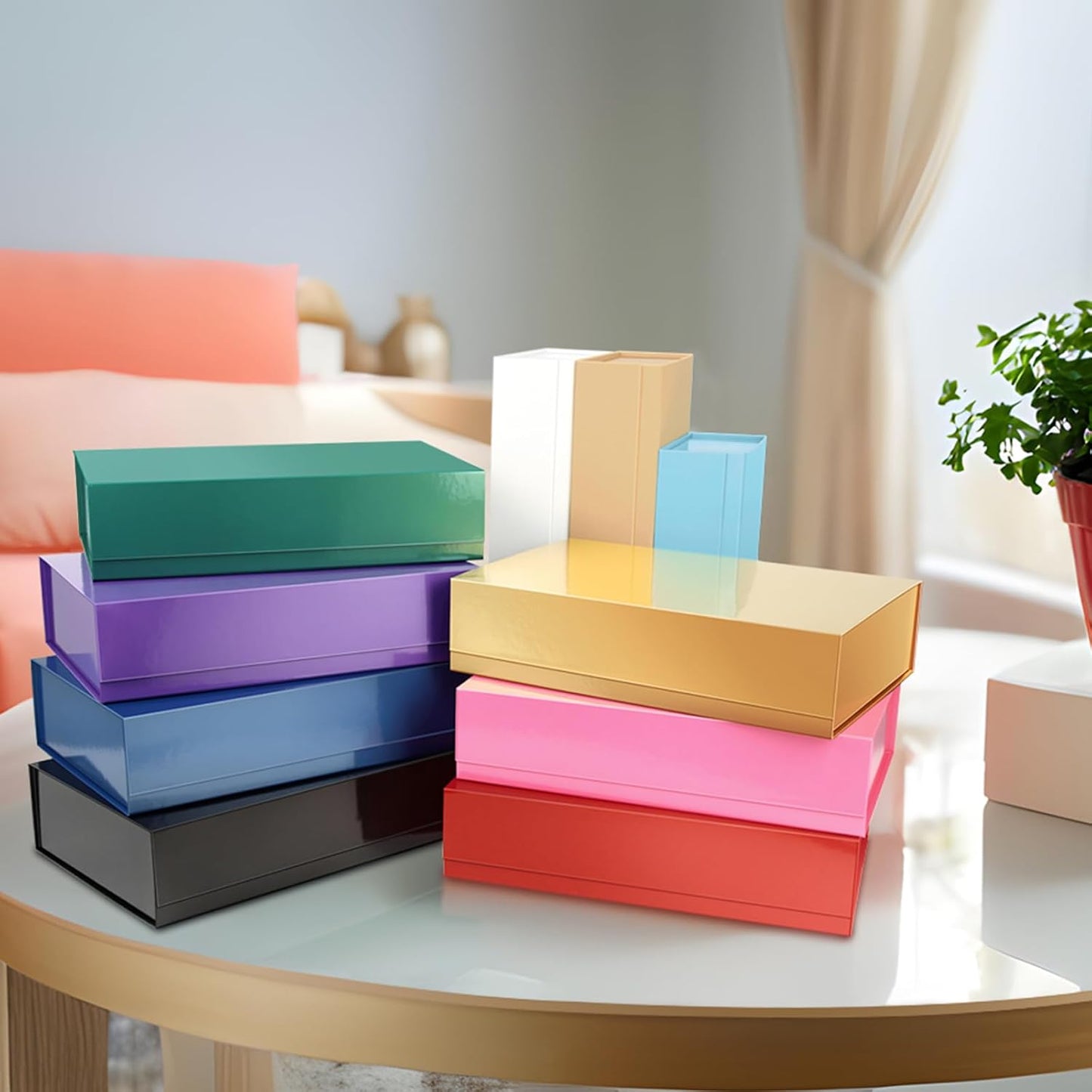 PACKHOME Extra Large Gift Box 17.5x11.3x4.3 Inches, Sturdy Shirt Box with Magnetic Lid for Clothes and Large Gifts (Glossy Blue)