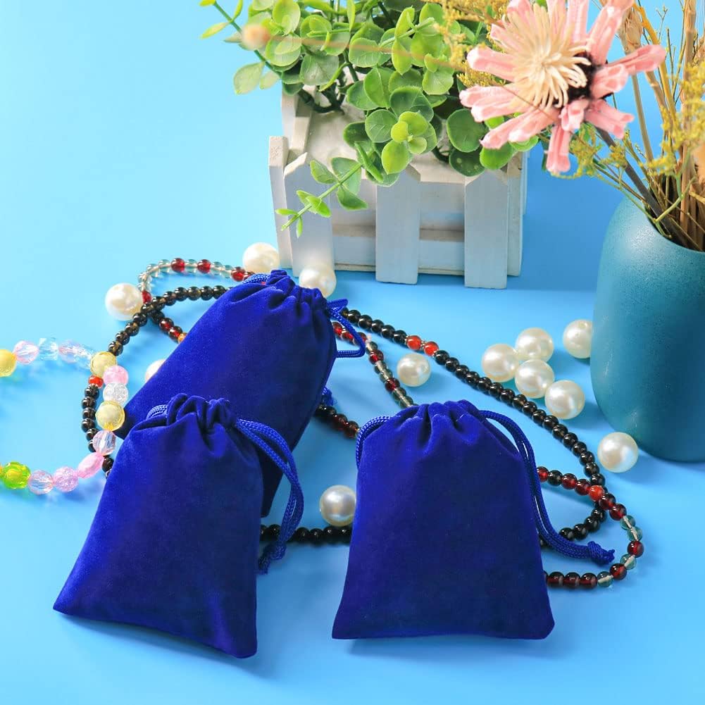 Shintop 10pcs Velvet Drawstring Bags Wedding Gift Bags Velvet Cloth Jewelry Pouches (Blue)