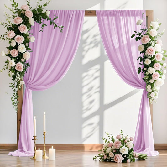 MLMW Wedding Arch Draping Fabric 2 Panels 29" x 20Ft Easter Lilac Sheer Wedding Arch Backdrop Drapes Outdoor Curtain for Ceremony Party Background Ceiling Decor