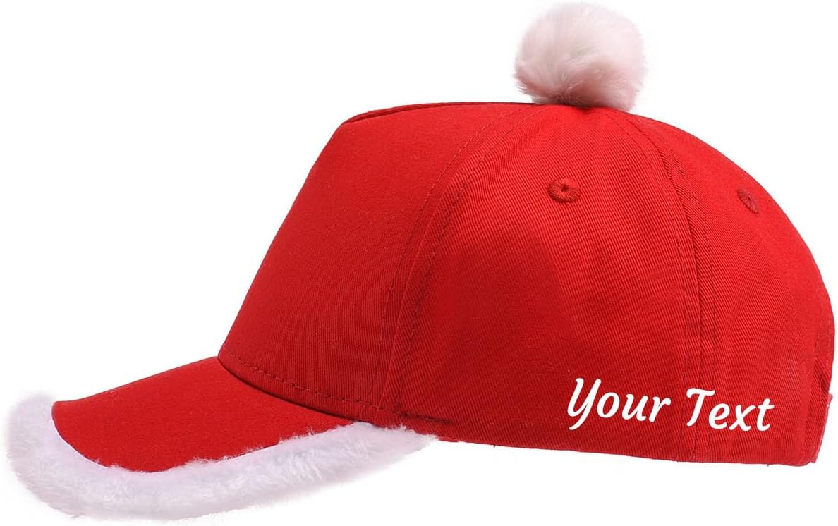 Christmas Santa Baseball Hat Santa Claus Costume hat with Fuzzy Fur Pom