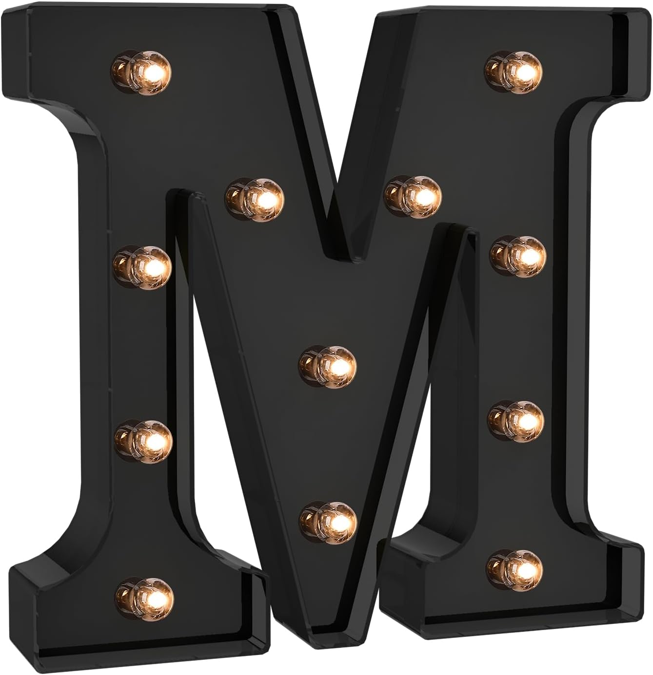 Foaky Black LED Letter Lights for Room Decor - Bedroom Wall Decor, Alphabet Lights for Home, Wedding, Party - Battery Operated （M）